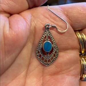 Elegant 925 Silver and Blue Teardrop Turquoise Earrings